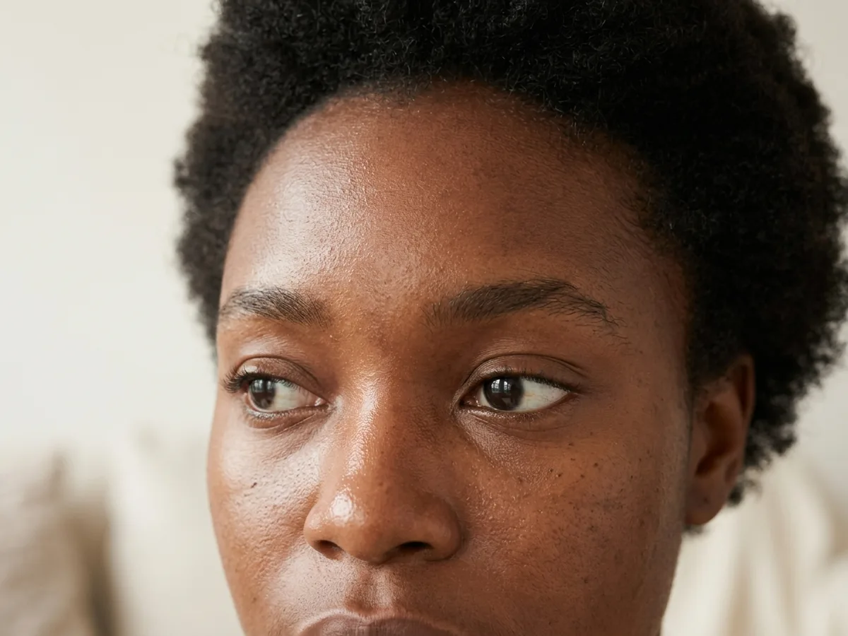Teint velouté et mat sur une peau noire, sans brillance