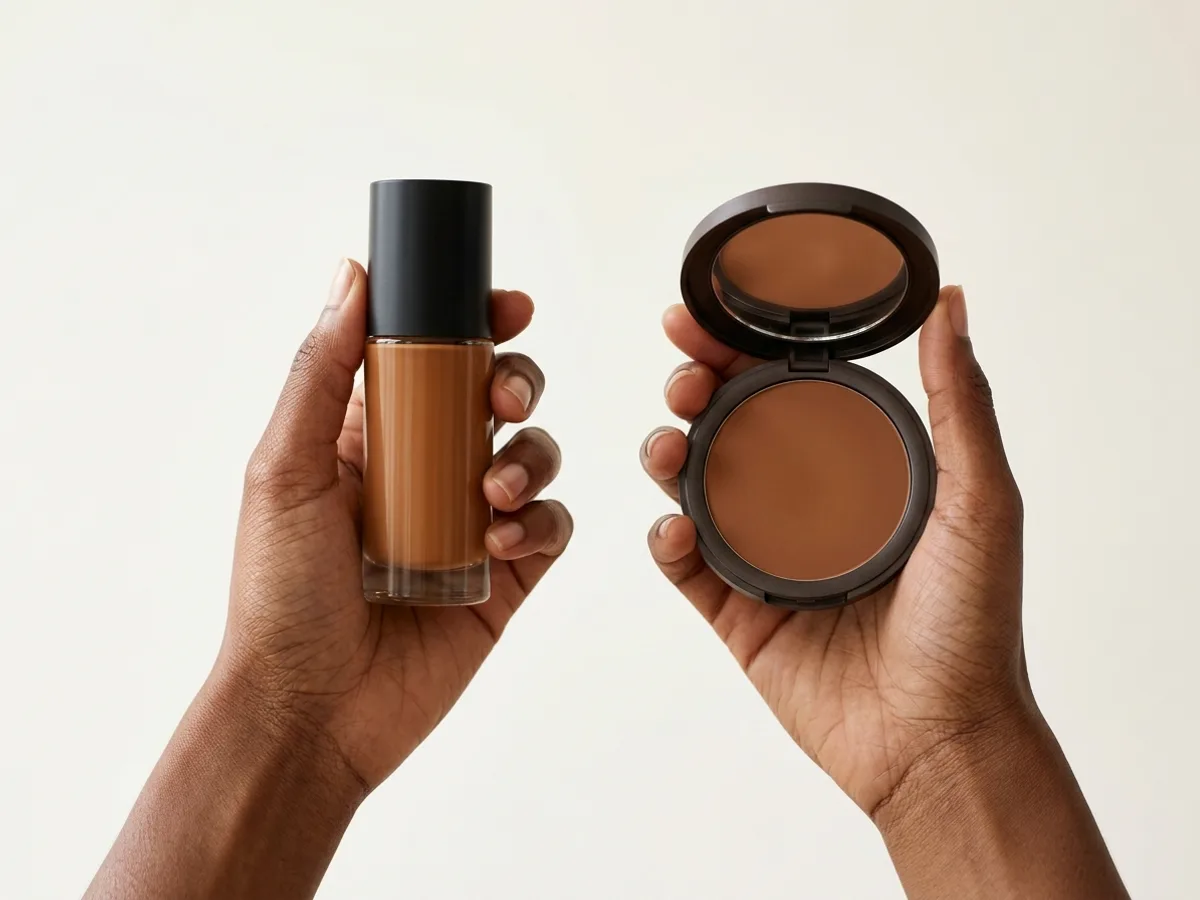 Texture de la poudre compacte teintée NEW BLACK