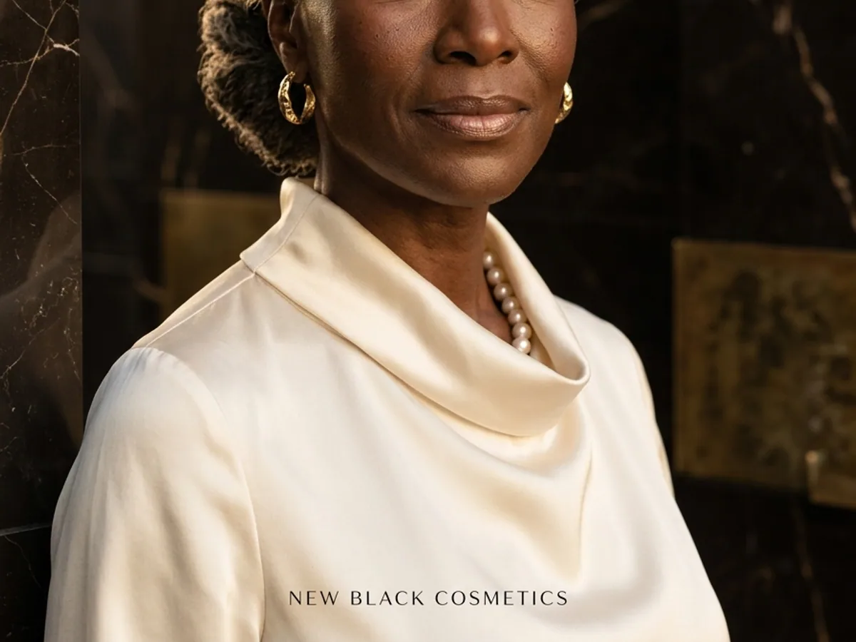 Femme noire mature au teint lumineux